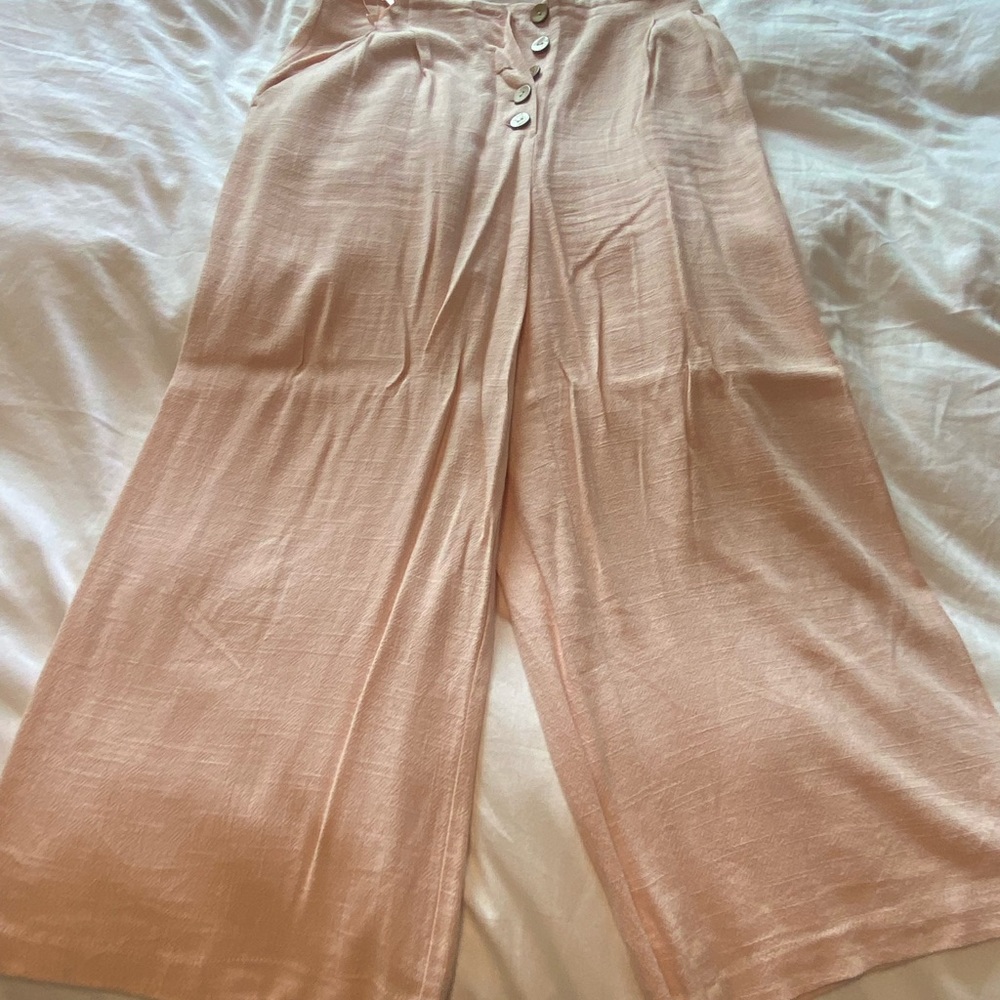 Linen wide leg trouser